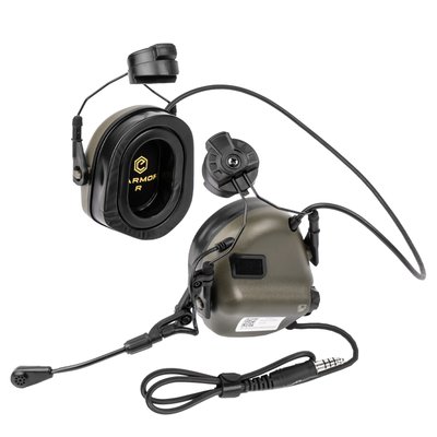 Earmor M32H PLUS Headset with ARC Helmet Rail, Foliage Green, With adapters, 22, Active, Single