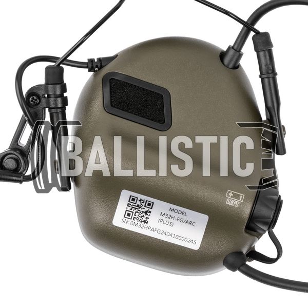 Earmor M32H PLUS Headset with ARC Helmet Rail, Foliage Green, With adapters, 22, Active, Single