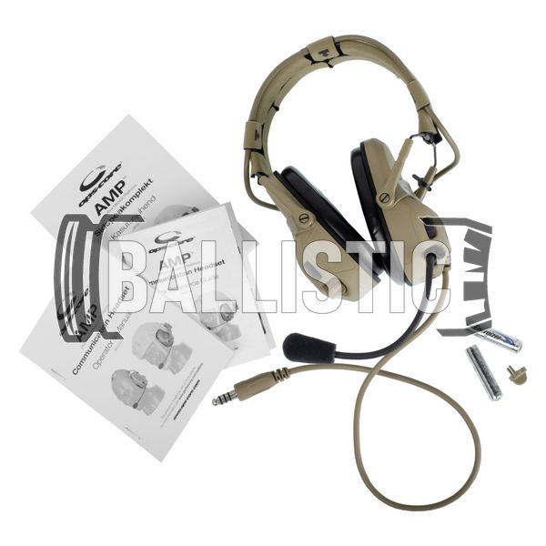 Ops-Core AMP Communication Headset, U-174, NFMI, Tan, 22, Single