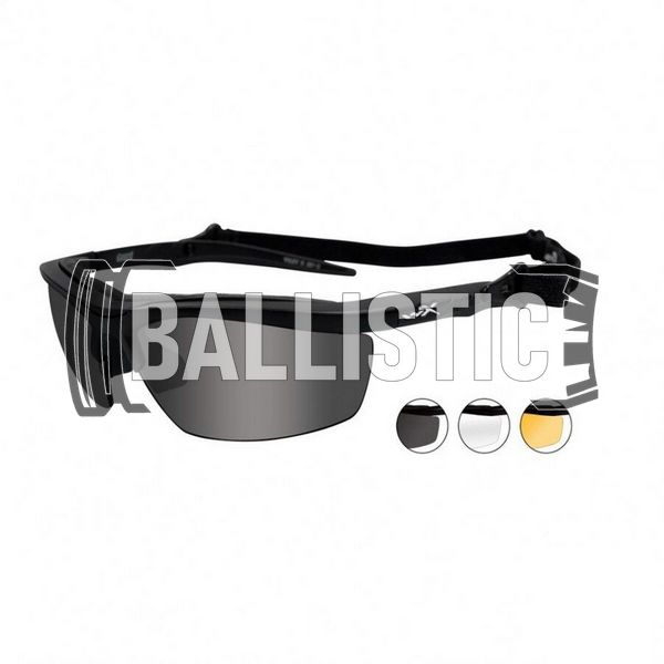 Wiley-X Guard Grey/Clear/Rust Matte Black Sunglasses, Black, Transparent, Smoky, Yellow, Goggles