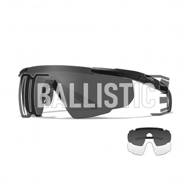 Wiley-X Saber Advanced Tactical Goggles Set 2 lenses, Black, Transparent, Smoky, Goggles