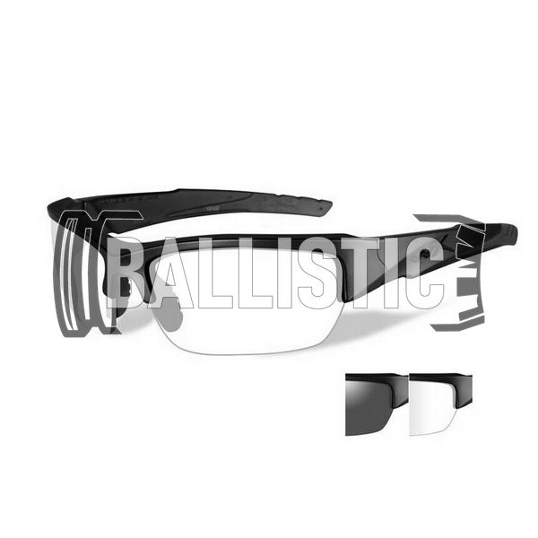 Wiley-X Valor Smoke and Clear Tactical Eyeglasses, Black, Transparent, Smoky, Goggles