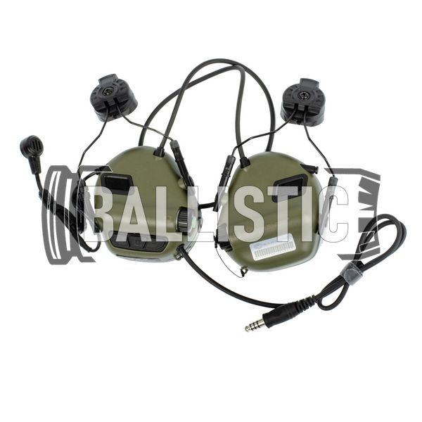 Earmor M32H Mark 3 MilPro Headset with ARC Helmet Rail, Foliage Green, With adapters, 22