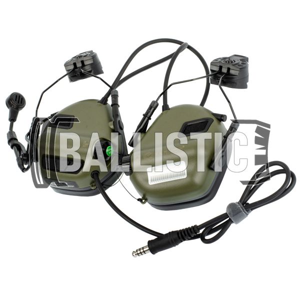 Earmor M32H Mark 3 MilPro Headset with ARC Helmet Rail, Foliage Green, With adapters, 22