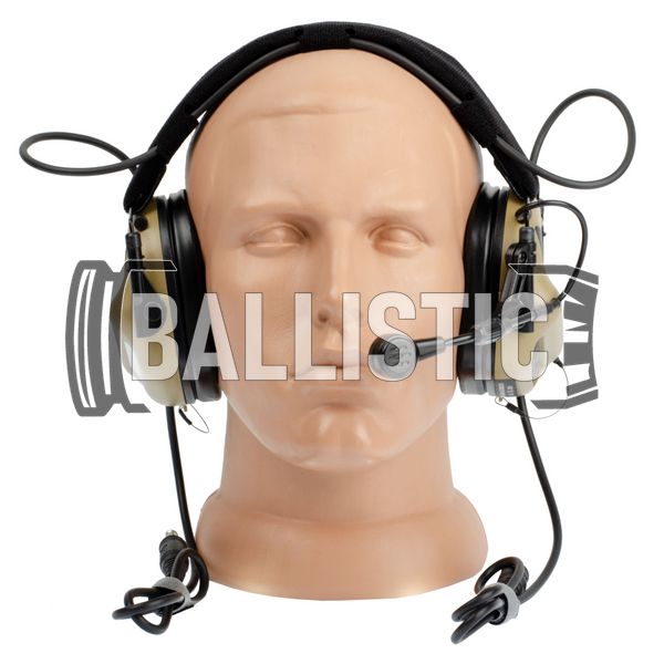 Earmor M32 Mark 3 DualCom MilPro Headset, Coyote Tan, Headband, 22, Dual