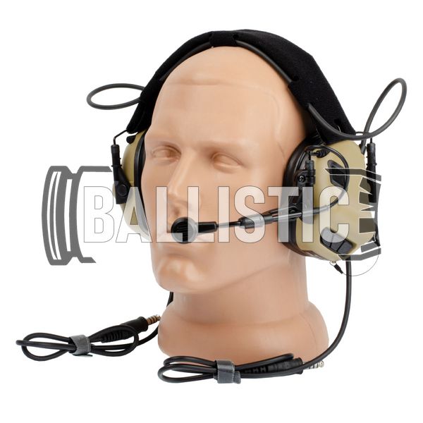 Earmor M32 Mark 3 DualCom MilPro Headset, Coyote Tan, Headband, 22, Dual