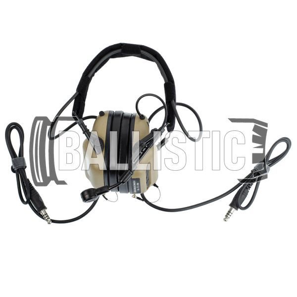 Earmor M32 Mark 3 DualCom MilPro Headset, Coyote Tan, Headband, 22, Dual