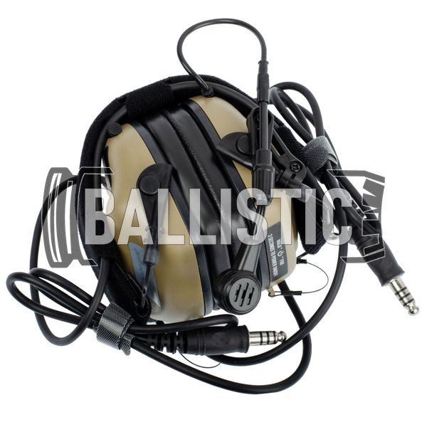 Earmor M32 Mark 3 DualCom MilPro Headset, Coyote Tan, Headband, 22, Dual