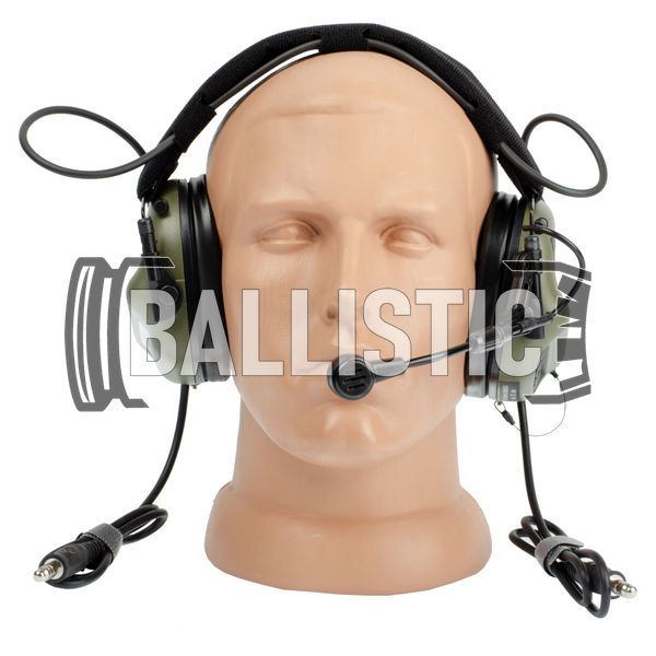 Earmor M32 Mark 3 DualCom MilPro Headset, Foliage Green, Headband, 22, Dual