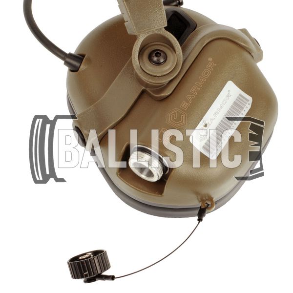 Earmor M32X Mark 3 MilPro M-Lok Headset, Coyote Brown, З наголів'єм; З адаптерами, 22, Single