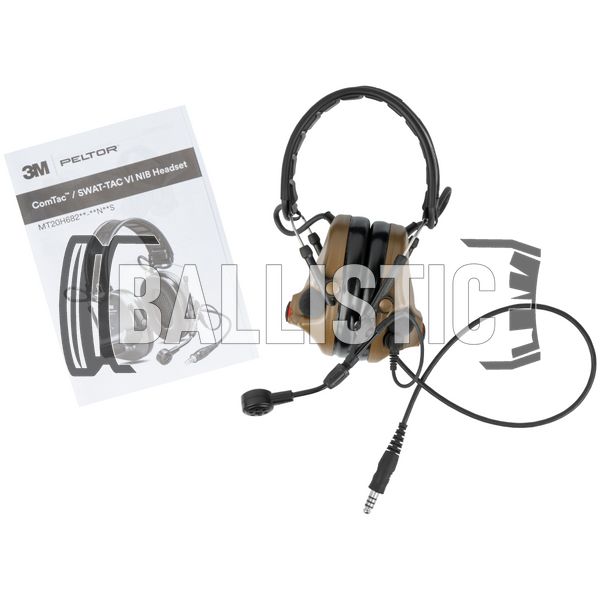 3M Peltor ComTac VI NIB Headset, Coyote Brown, Headband, 23, 2xAAA, Single, Comtac VI