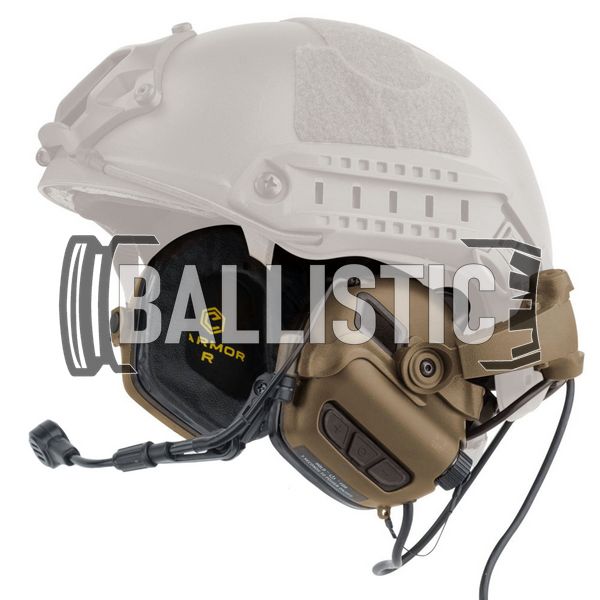 Earmor M32X Mark 3 MilPro M-Lok Headset, Coyote Brown, З наголів'єм; З адаптерами, 22, Single