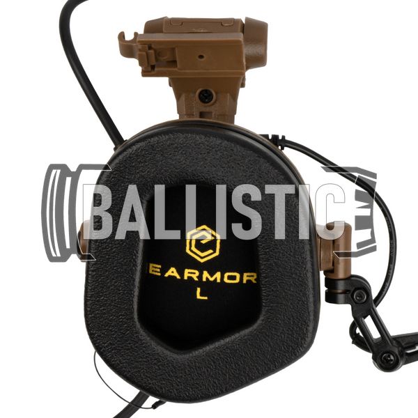 Earmor M32X Mark 3 DualCom MilPro Tactical Headsets with ARC rail adapter, Coyote Brown, Підшоломні; З адаптерами, 22, Dual