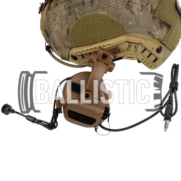 Earmor M32X Mark 3 DualCom MilPro Tactical Headsets with ARC rail adapter, Coyote Brown, Підшоломні; З адаптерами, 22, Dual