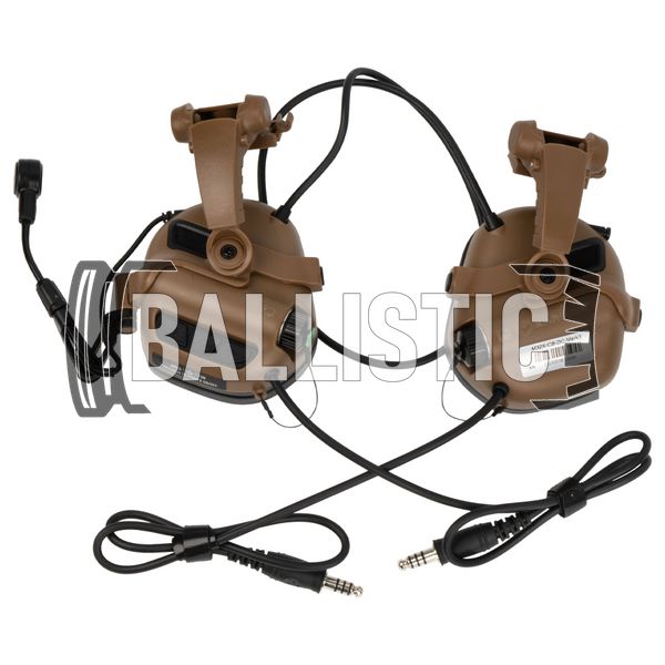 Earmor M32X Mark 3 DualCom MilPro Tactical Headsets with ARC rail adapter, Coyote Brown, Підшоломні; З адаптерами, 22, Dual