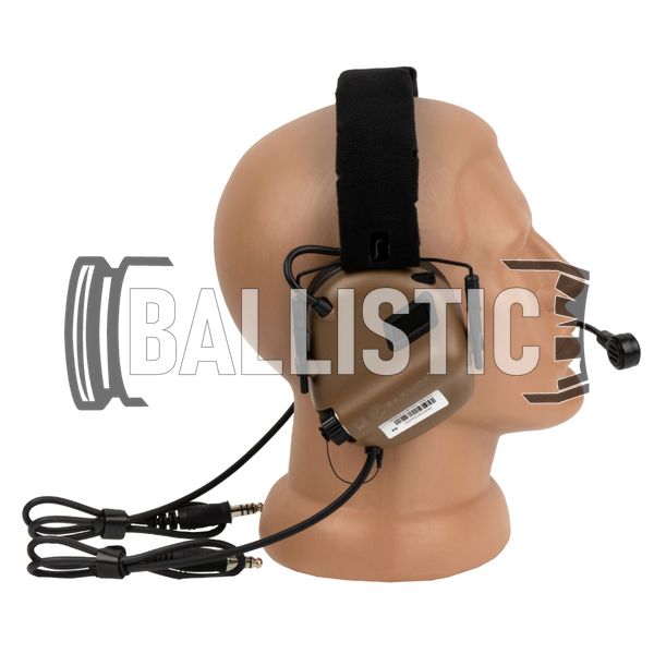 Earmor M32X Mark 3 DualCom MilPro Tactical Headsets with ARC rail adapter, Coyote Brown, Підшоломні; З адаптерами, 22, Dual