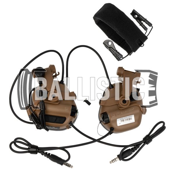 Earmor M32X Mark 3 DualCom MilPro Tactical Headsets with ARC rail adapter, Coyote Brown, Підшоломні; З адаптерами, 22, Dual