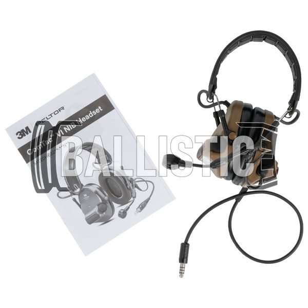 Peltor ComTac VI Active Headset, Coyote Brown, Headband, 20, 2xAAA, Comtac VI