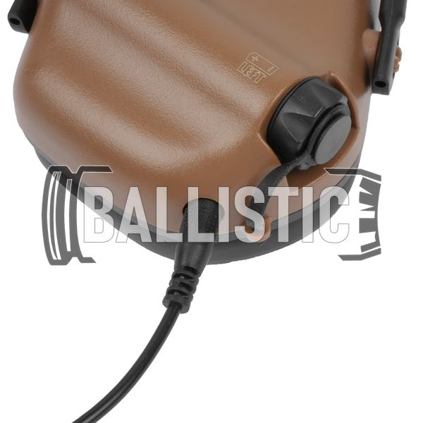 Earmor M31H Headset with Helmet Rail Adapters, Coyote Brown, With adapters, 22, 2xAAA, Active