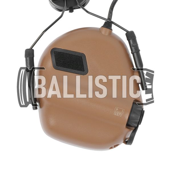 Earmor M31H Headset with Helmet Rail Adapters, Coyote Brown, With adapters, 22, 2xAAA, Active