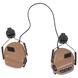 Earmor M31H Headset with Helmet Rail Adapters, Coyote Brown, With adapters, 22, 2xAAA, Active